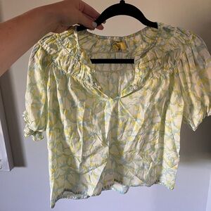 Elegant Yellow and White Blouse